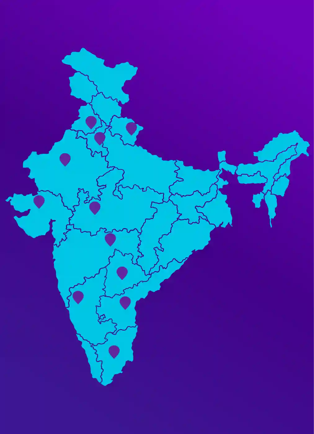 Map showing Gentari Go EV charging locations in India