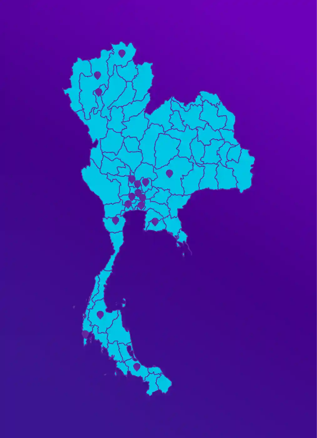 Map showing Gentari Go EV charging locations in Thailand